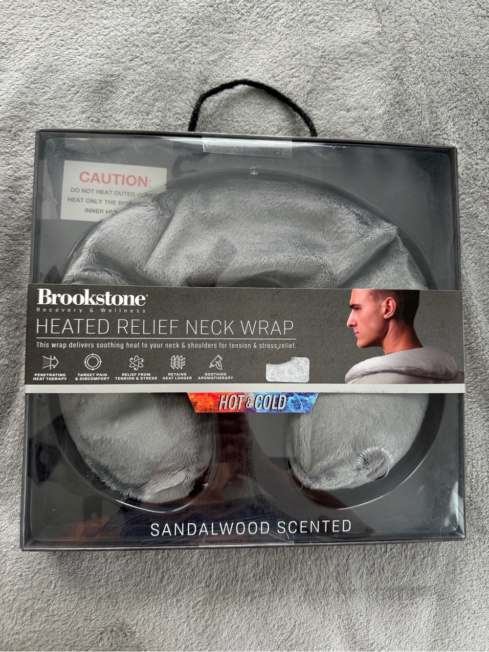 Brookstone Heated Relief Neck Wrap - Black and Gray